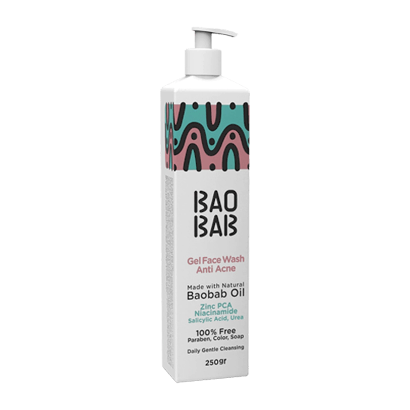 ژل شستشوی صورت مناسب انواع پوست باوباب BAOBAB وزن 250 گرم